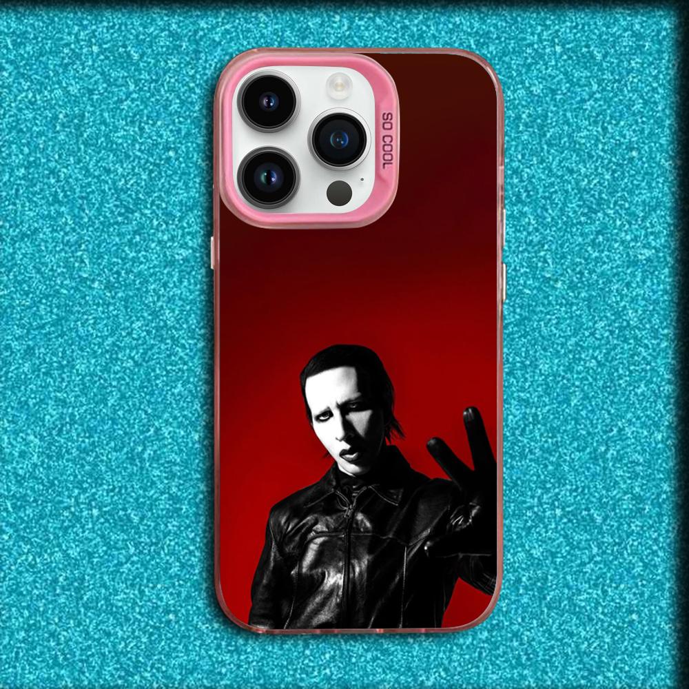 Singer M-Marilyn Manson Phone Case For iPhone 16,15,14,13,12,11,Mini,Pro,MAX Pink Matte Silicone Cover