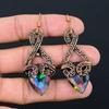Natural Mystic Topaz Gemstone Handmade Copper Wire Wrap Earring 2.76 w4M85