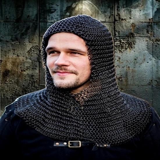 Ατσάλινο Διχτυωτό Κουφάρι Κουκούλας Θωράκιση Λαιμού Μεσαιωνικός Ιππότης Cosplay, Αναπαράσταση Διχτυωτή Κουκούλα 47,625 εκ.