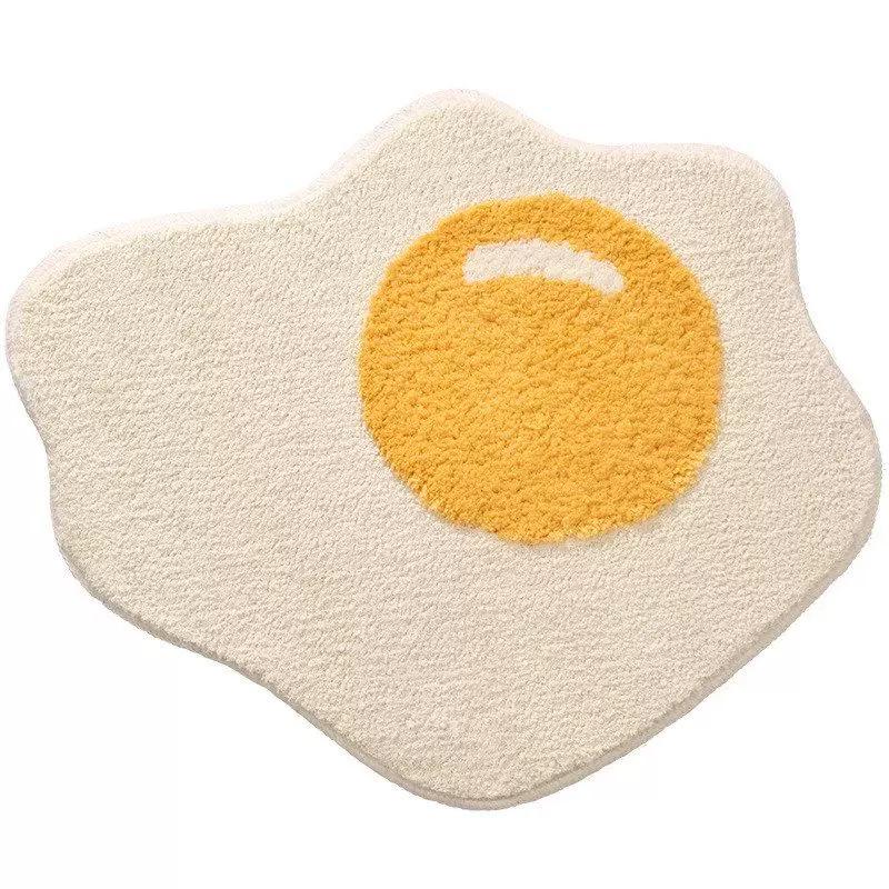 Ddd Creative Egg Yolk Shaped Carpet Bathroom Irregular Cartoon Floor Mat Non-Slip Water Absorbent Tufted Foot Mat