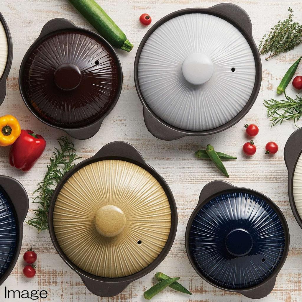 Santo Thermatech Fire Compatible Earthen Pot 9 For People 3000ml Microwave Oven Direct Fire Compatible with IH Light Gray 18437 IH/Direct No. 3-4