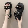 Versatile Internet Celebrity Foreign Style Cool Slippers Heightening Non-slip Sandals 2025 Summer New Popular Thick-soled Pearl Sandals Women