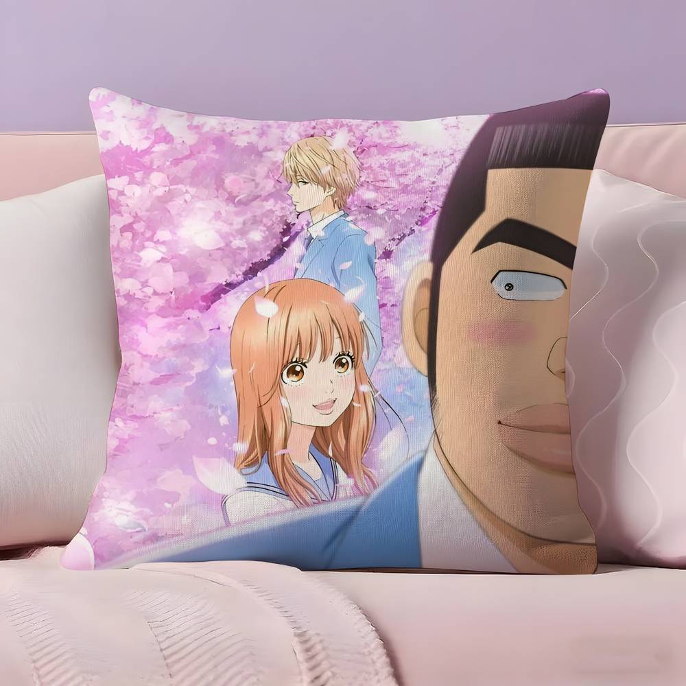 Anime M-My L-Love Story Pillow Case Anti-dustmite Pillowcase Invisible Zipper Silky Short Plush Sofa Cushion Cover