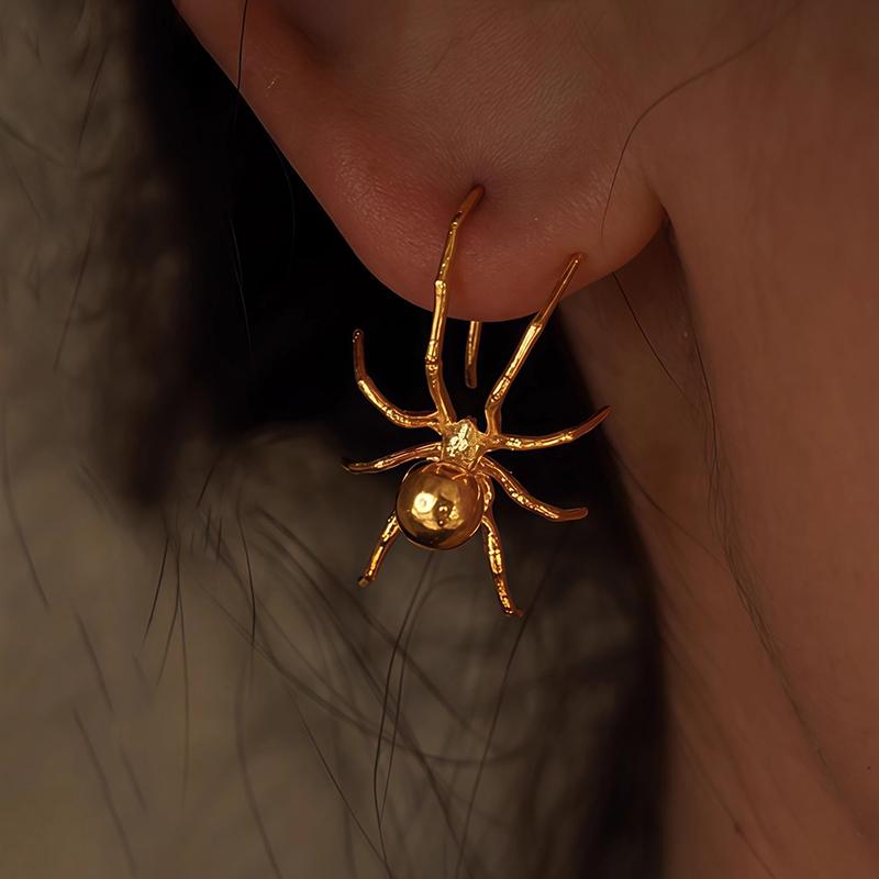 ANENJERY Geometry Spider Stud Earrings For Women Men Niche Design Personality Exaggerated Jewelry Gifts Wholesale
