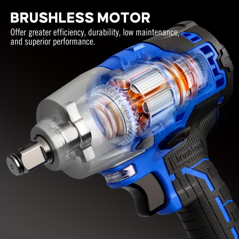 20V High-Torque Brushless Impact Wrench Kit - 370 Ft-lbs, 3,400 IPM, 1/2 Inch Cordless Electric Impact Gun with 6-Piece Drive