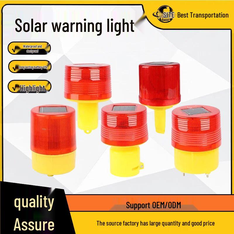 Solar Tower Crane Safety Light - Flashing Nighttime Traffic Signal for Construction Sites