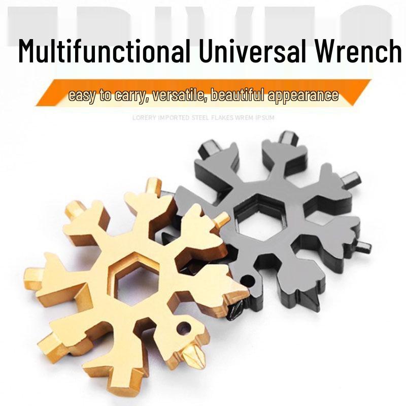 18-in-1 Stainless Steel Snowflake Wrench: Multifunctional Hex Torx Universal Tool Set