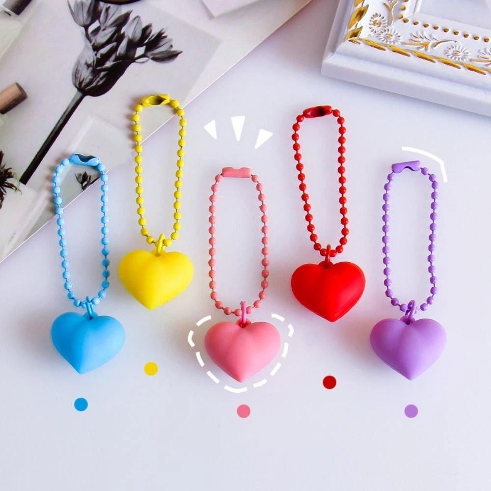 Korean Colorful Heart Keychain Kawaii Candy Color Heart Pendant Silicone Heart Keyring Bag Hanging