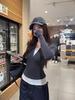 Damen Koreanischer Stil Color Block Henley-Kragen Taillenbetont Zweiteilig Langarm T-Shirt für Herbst/Winter Schlankmachendes Basisshirt