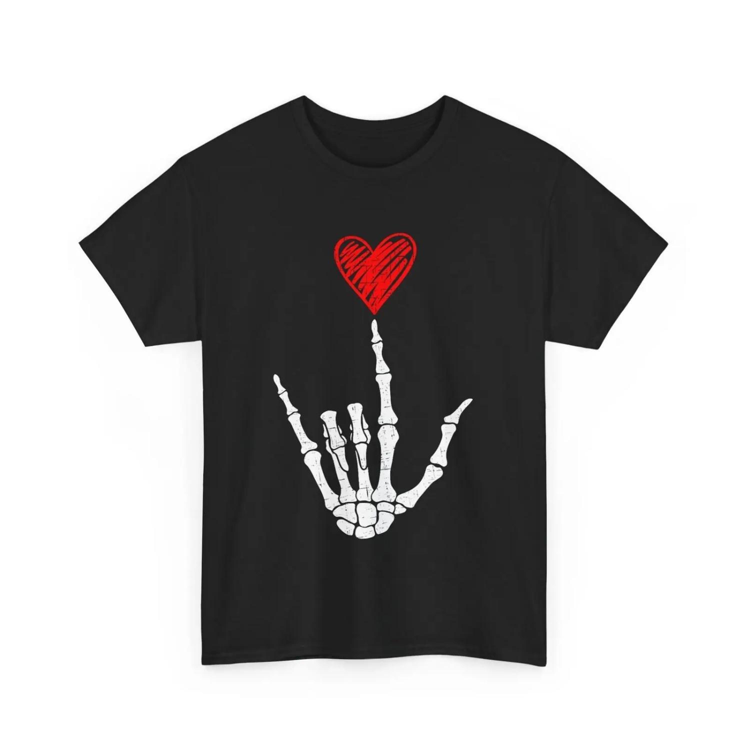 Valentines Day I Love You Hand Sign ASL Heart Women Kids Men T Shirt S чёрный