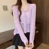 Summer Women's Thin Knit Sweater Long Sleeve Short Cut-out Sun Protection Shawl Breathable Knitted Jacket