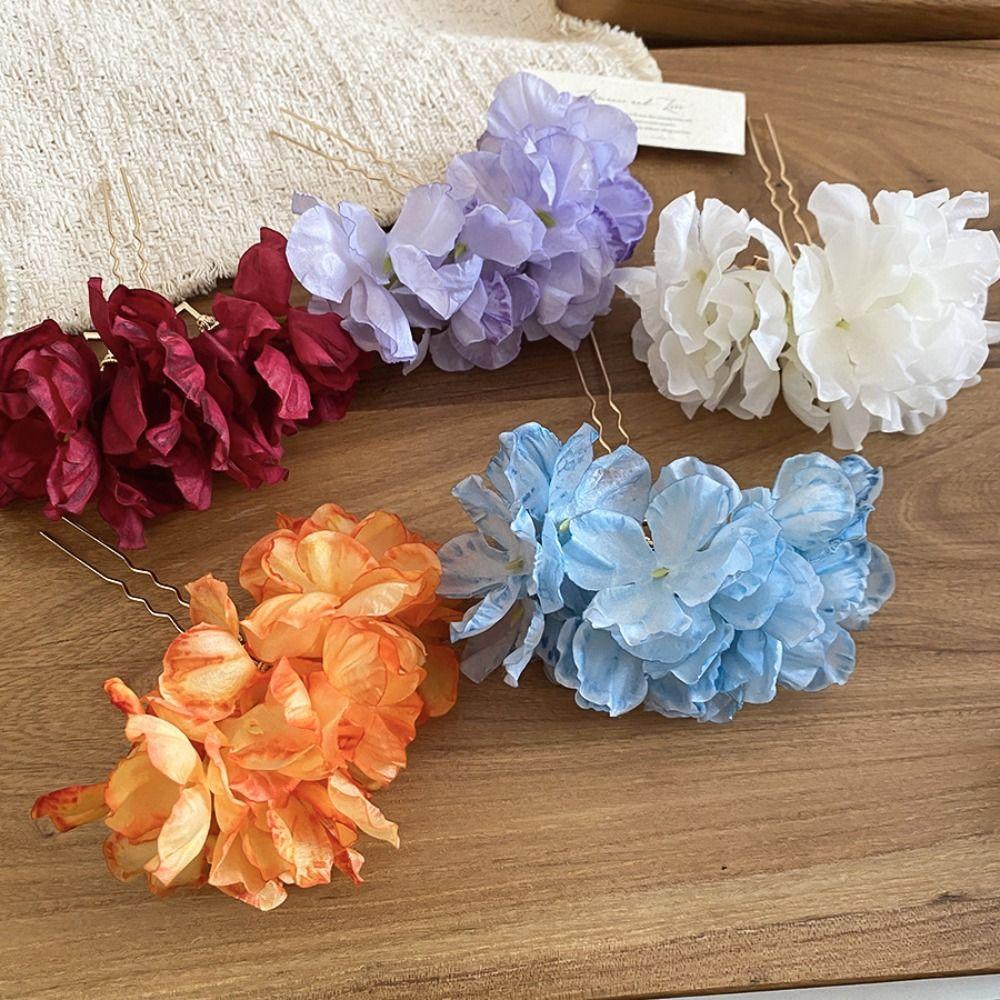 Sweet Flower Hair Stick Bohemian Bride Hair Accessories Chinese Style Side Clip  Bridesmaid