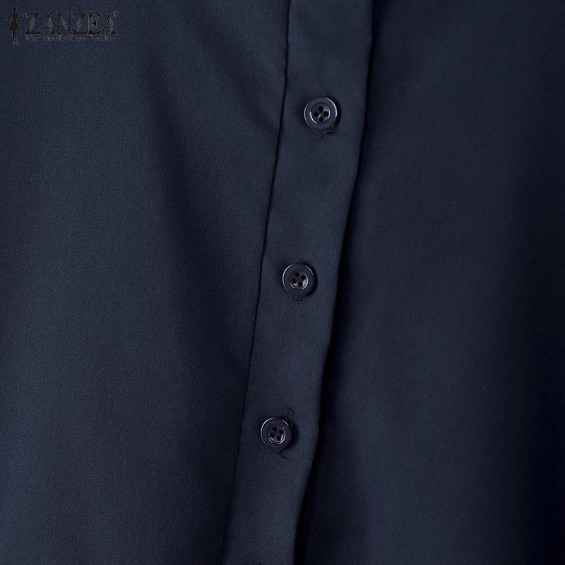 ZANZEA Bluză casual cu mânecă lungă, largă, cu guler înalt pentru femei