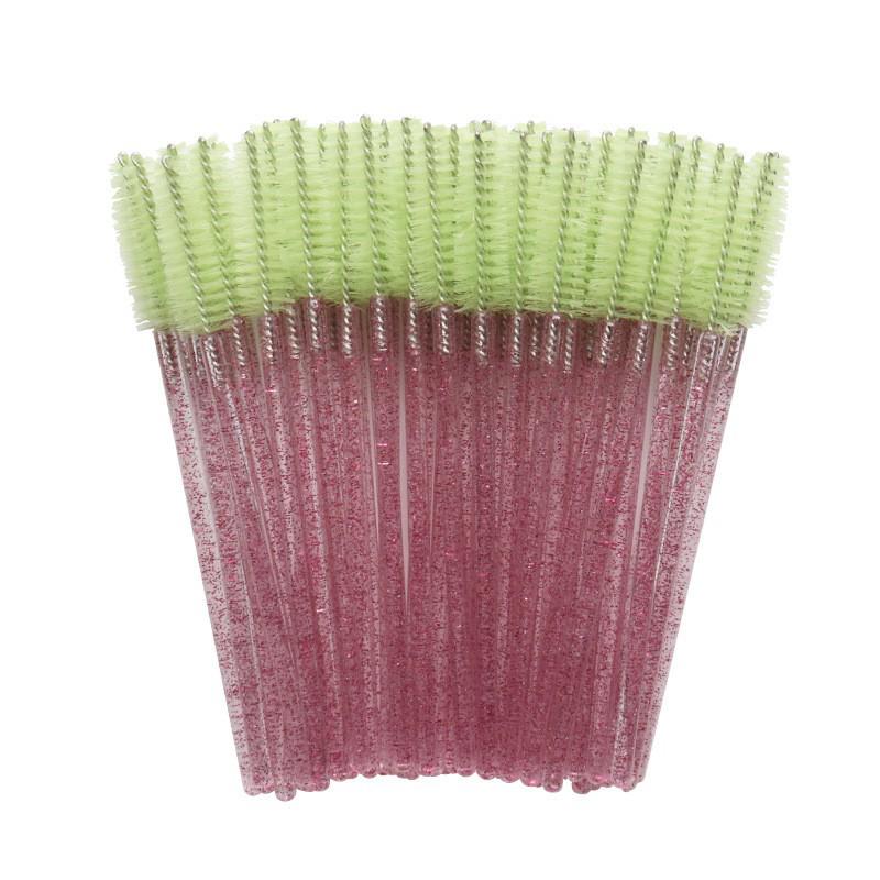 Crystal Handle Disposable Eyelash and Eyebrow Brush - 50 Pack Spiral Comb for Extensions