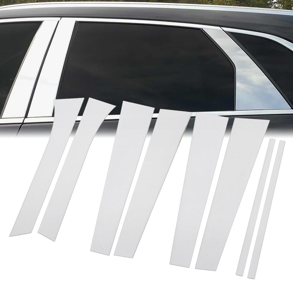 8 stücke Säule Post Trim Hohe Festigkeit PC Spiegel Oberfläche Stil Chrom Tür Fenster Säule Abdeckung Aufkleber