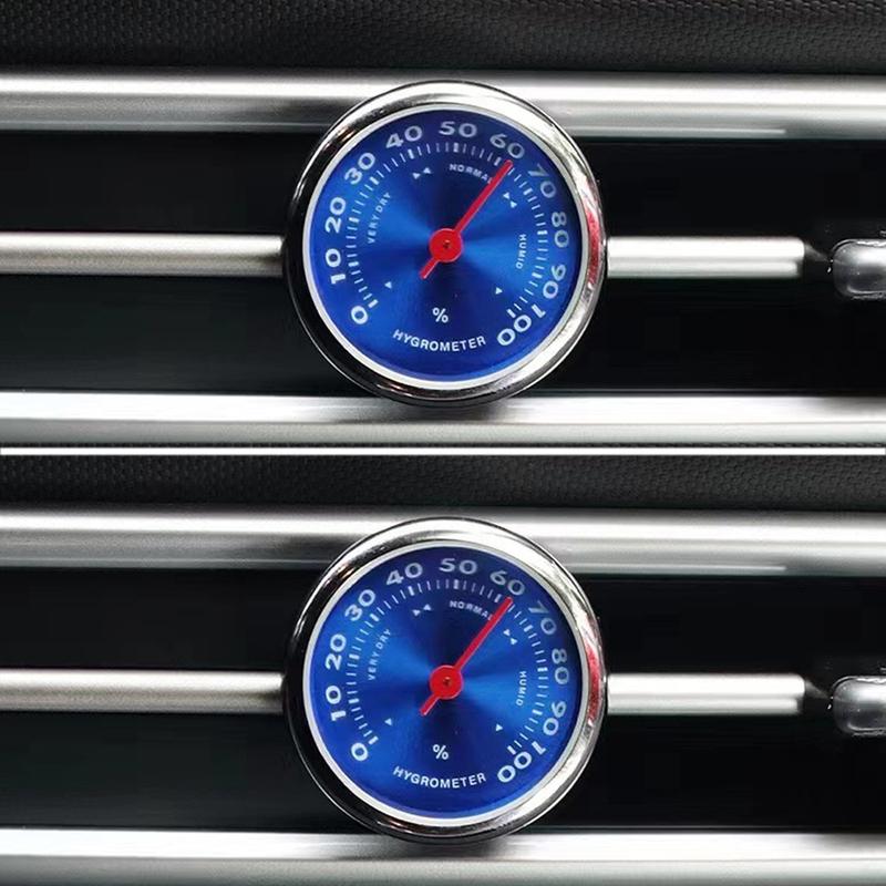 Car Interior Clock Auto Watch Thermometer Hygrometer Blue for Home Automobiles Decoration Ornament Accessories
