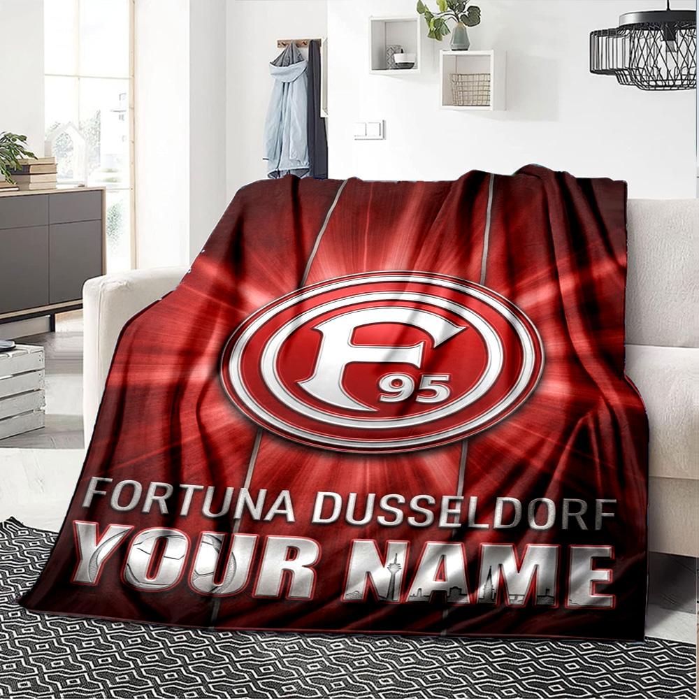 Name Custom Fortuna Düsseldorf Print Flannel Blanket High Quality Warm Comfortable Cover for All Seasons Perfect for Gifts Home Decor