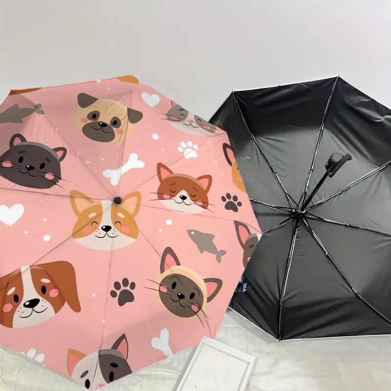1pc Cute Animals Pattern Umbrella with Plastic Handle,Suitable for All Seasons Home Travel Outdoor UmbrellaDD1379