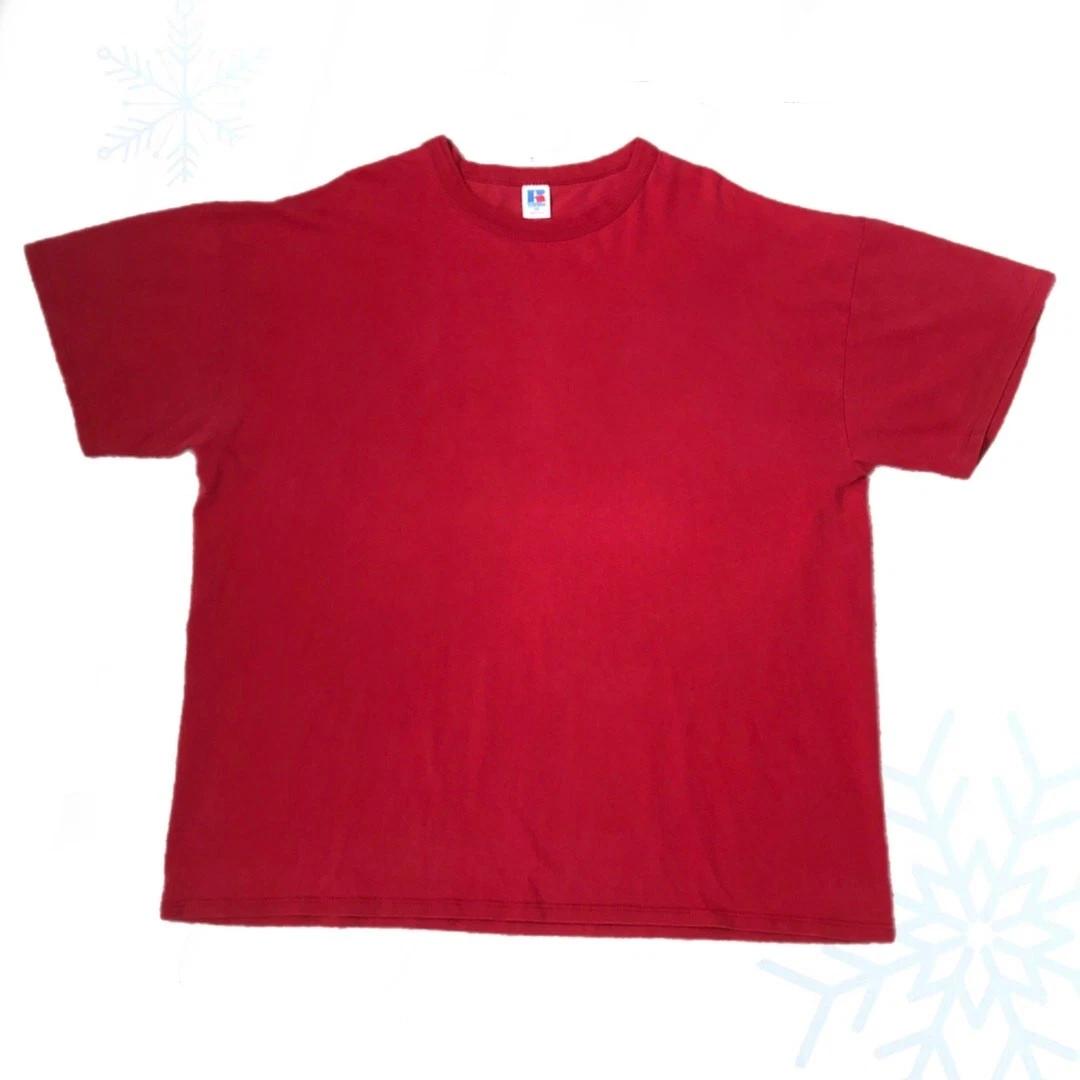 Vintage 90s Russell Athletic Red Blank T-Shirt XXL Made In USA M