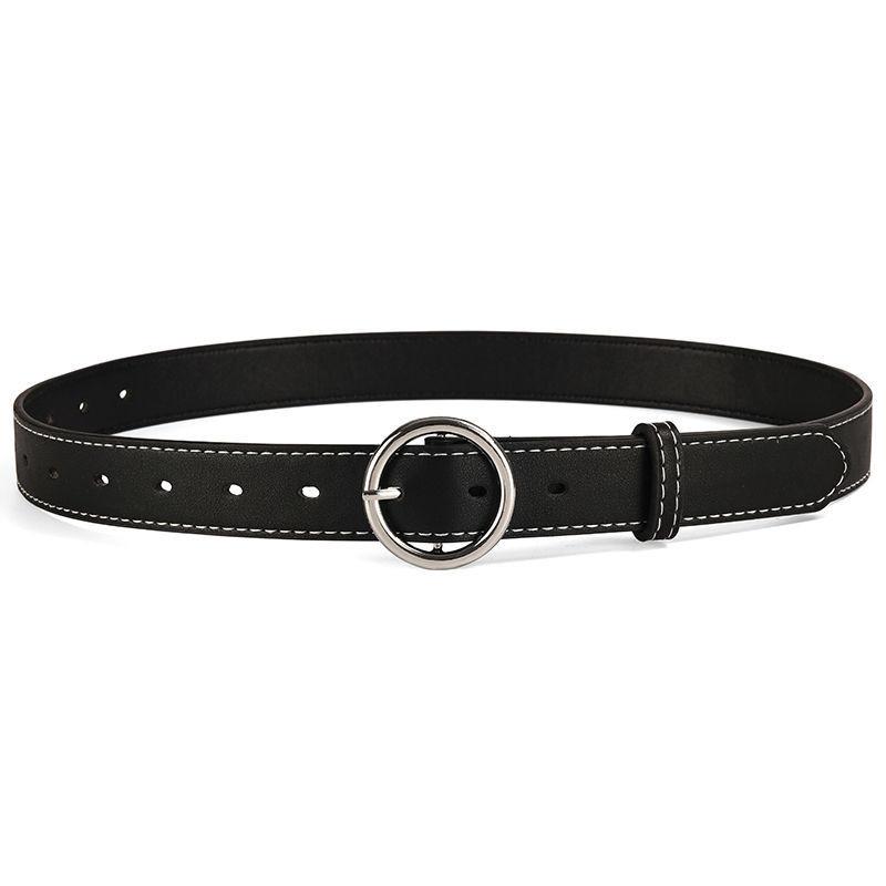 

Attractive Pu Womens Belt In Trendy Black And Brown With Stylish Gold Buckles For Casual Wear Round Silver