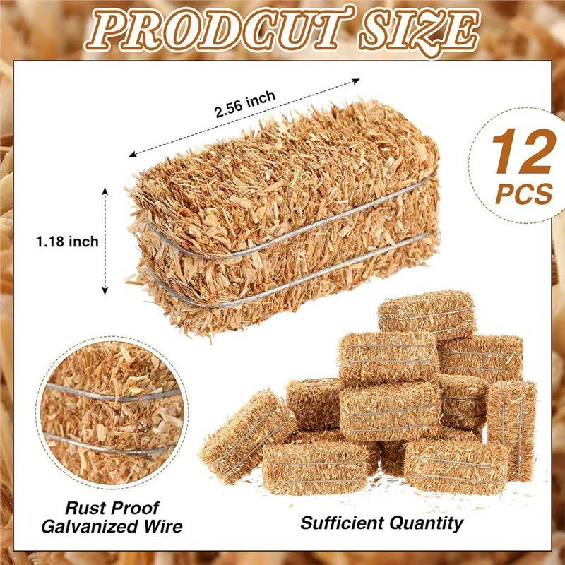 M-Modern-For Dollhouse Compatible 12 Pcs Mini Hay Bales- Small Decorative Straw Bale Set For Western Themed Parties, Fall Decora