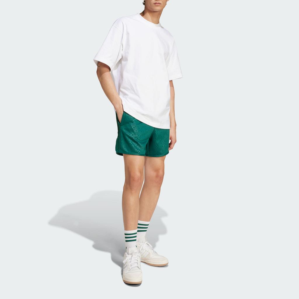 Adidas Originals Embroidered Logo Mid-Waist Casual Shorts Men Bottoms Forest-Green JC6515