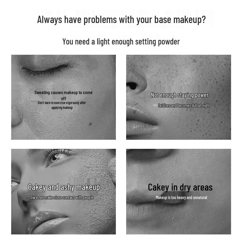 CARISSETT Waterproof Setting Powder: Long-lasting Oil Control, Conceals Pores, Ideal for Combination/Oily Skin.