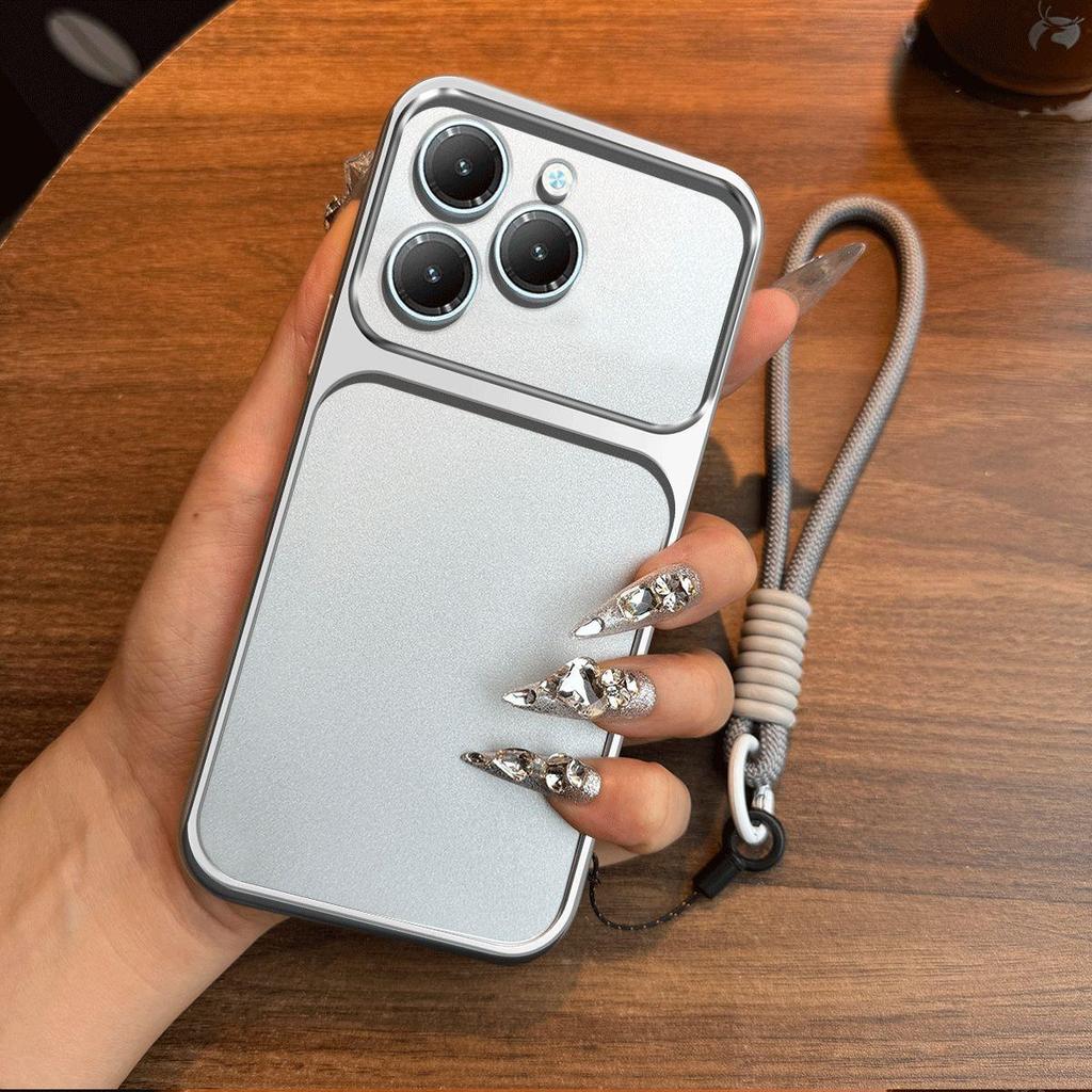 Luxury Big Window Phone Case with Lanyard for TECNO SPARK 20 Pro Premium Textured Casing