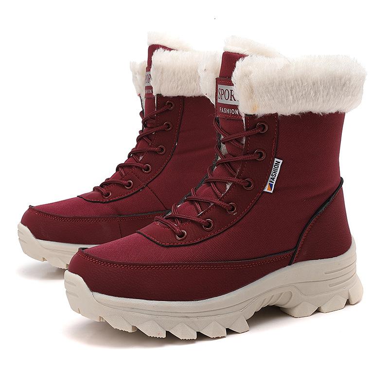 Outdoor winter non-slip velvet thickened warm cotton shoes women's winter northern travel skiing snow boots large size