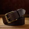 Retro Real Cowhide Belt Copper Buckle Men's Handmade First Layer Cowhide Belt Casual Jeans Belt
