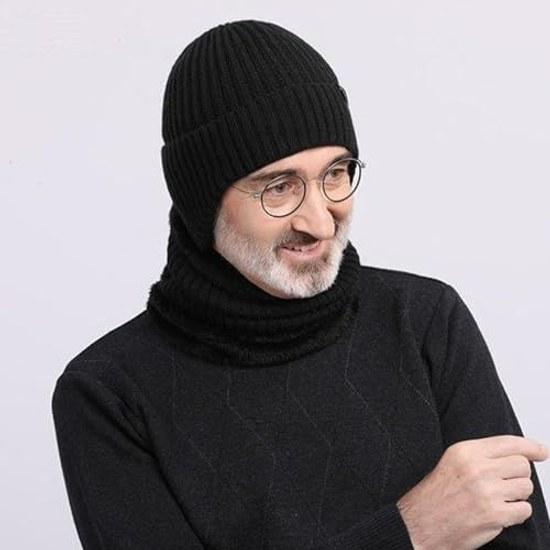 Mens Hat Ear Flaps Winter Warmth Autumn Knit Cap Stretchable Fluffy Fleece-lined Thermal Windproof Warm Simple Commuting Cycling Skiing Climbing Gift