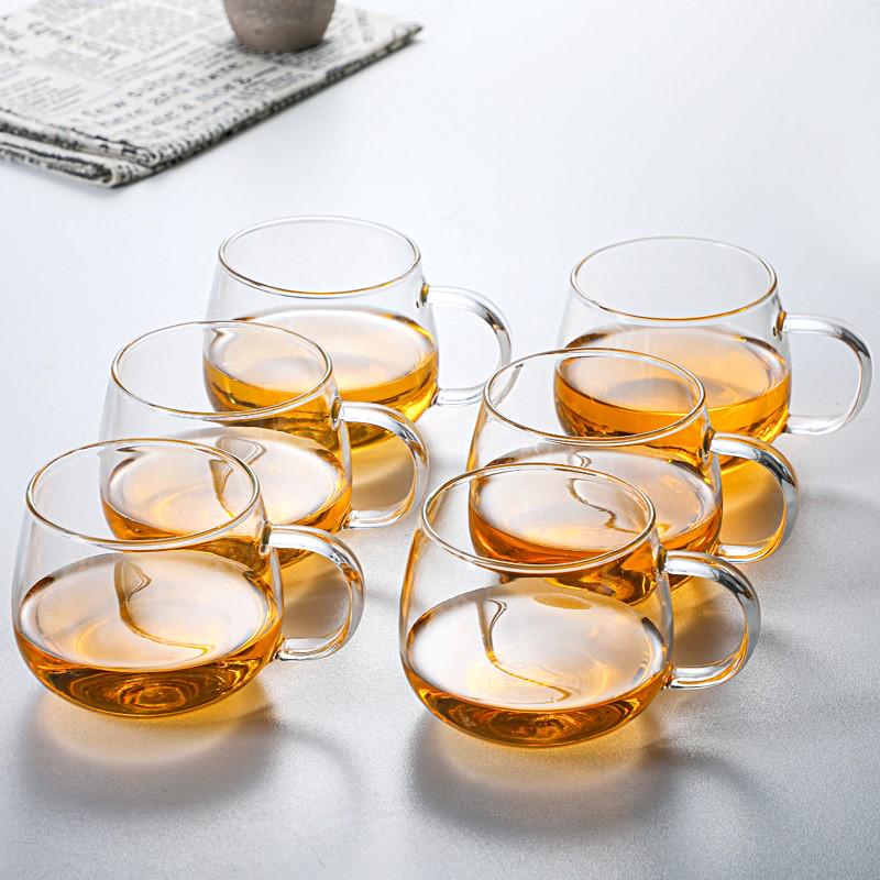 Double-Layer Heat-Resistant Glass Tea Cup with Handle for Kung Fu Tea