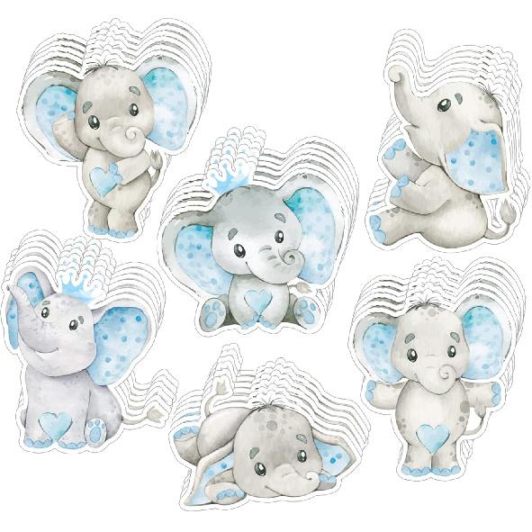 Tatuo 36 Pcs Elephant Theme Cutouts Baby Shower Decorations Cute Blue Elephant Cutouts for Baby Shower, Birthday Party, Gender Reveal Party Supplies
