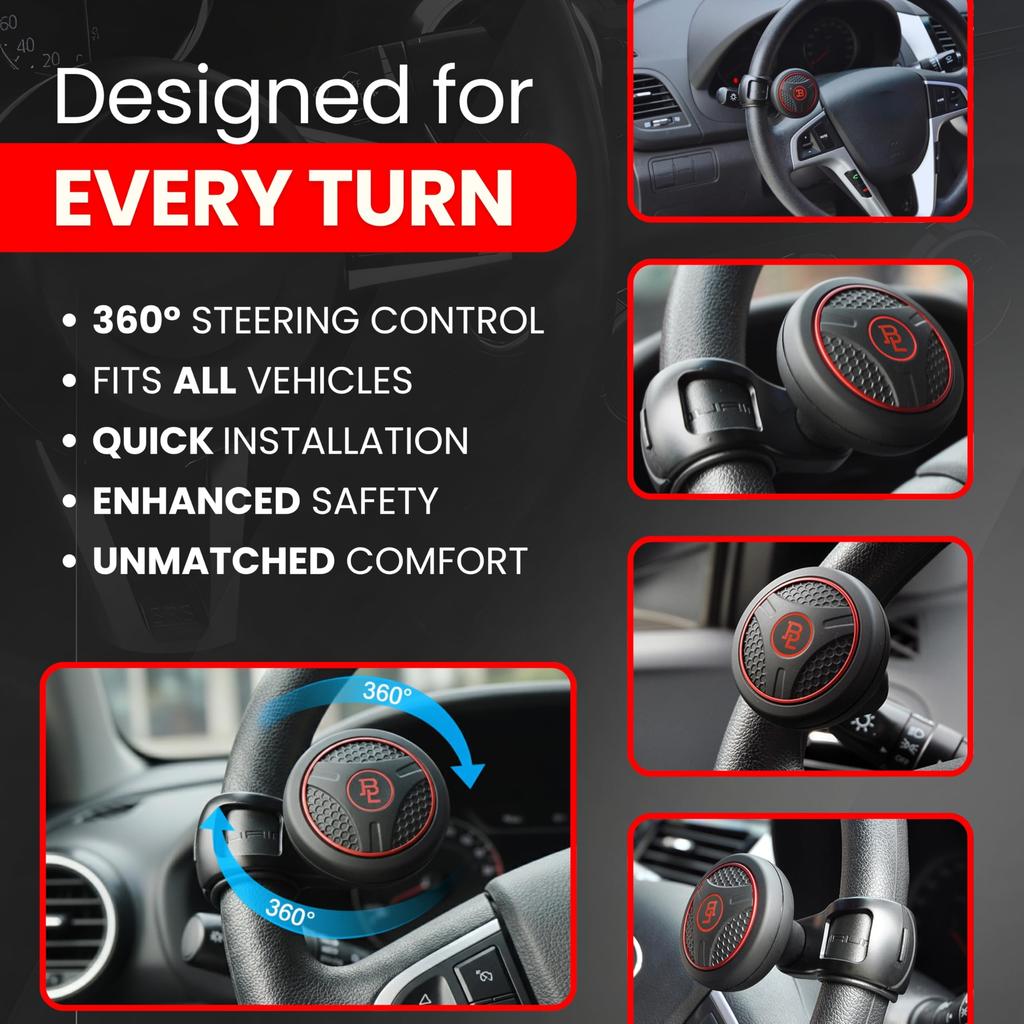 fouring Lenkradspinner Auto Silikon Powergriff Knauf Ausgezeichneter Grip Autozubehör Innenraum (rot)