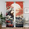 Wave Blackout Curtains 2 Pieces Home Interior Curtains for Living Room Curtain Shades Halloween Decoration Tulle for Bedroom