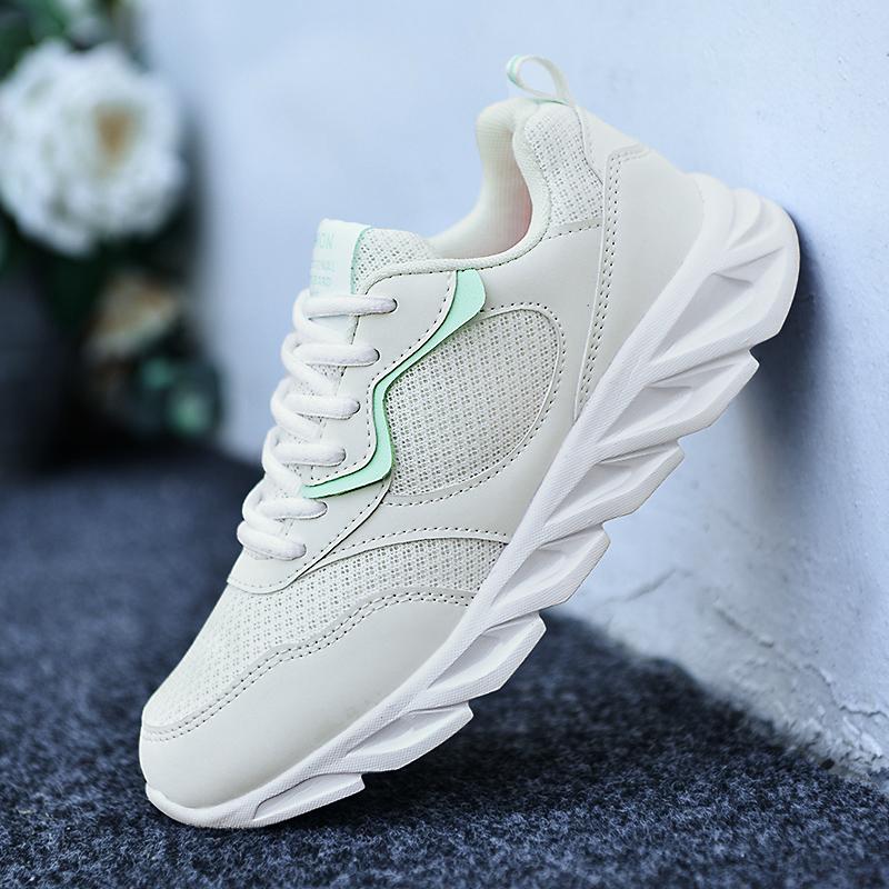 Womens Shoes Running Wear Resistant Casual Sports Tennis Female Sneakers Trendy Knitted Fly Weaving Running Shoes Gray Adults