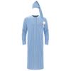 Mens Striped Nightgown Robe with Hat Long Sleeve Full Length Pompom Trim Adjustable Sleep Cap Arabian Pajamas