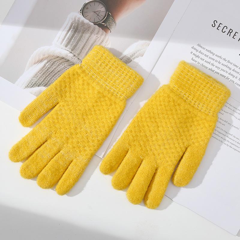 Candy Color Solid Color Warm Gloves for Women Mohair Knitted Yarn Gloves Cycling