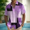 Herren Geometrisches Color Block Patchwork Hemd Knopfhemd Kurzärmelig Mode Lässig Sommer Kragen 3D-Druck mit Tasche Hemd