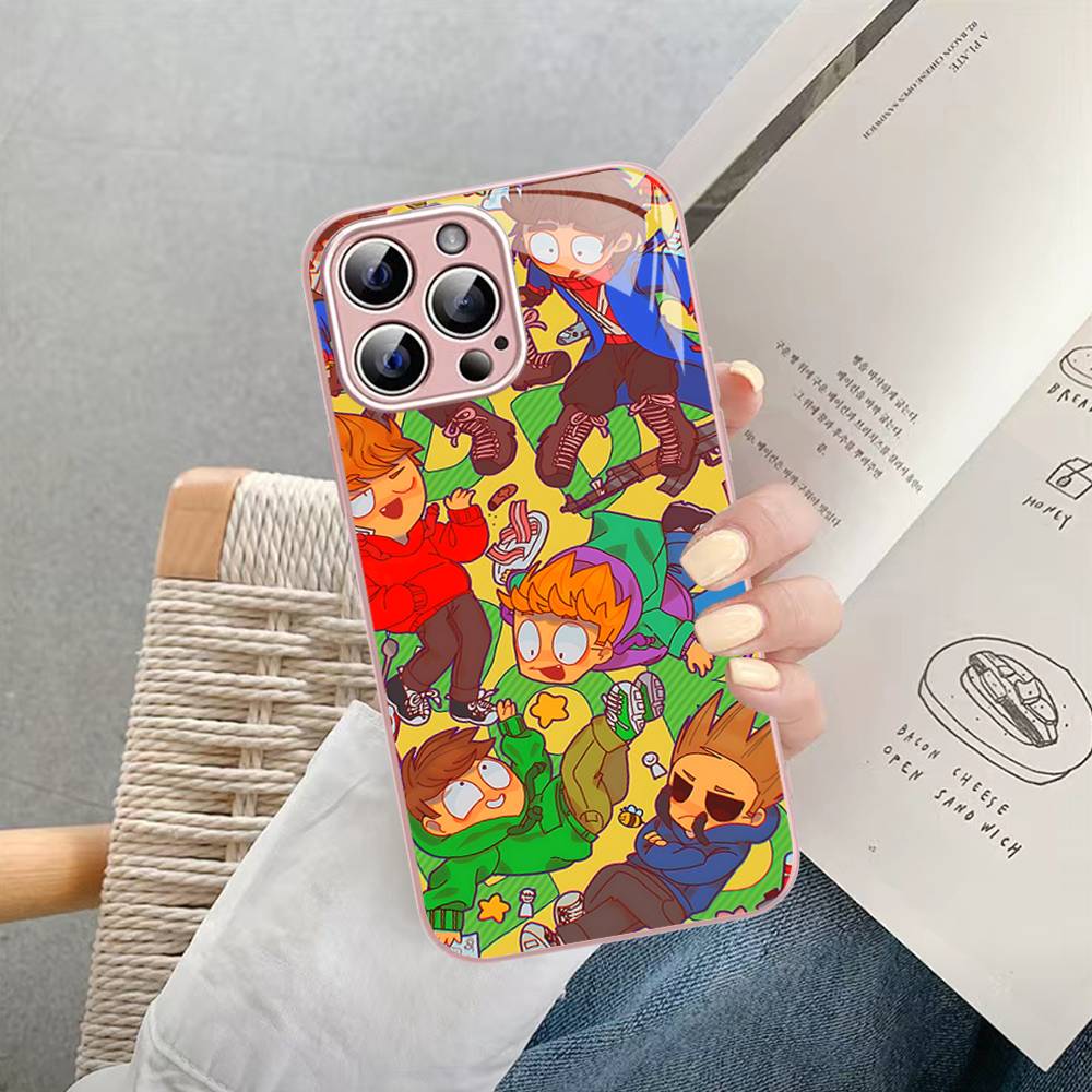 Dessin Animé Mignon E-Eddsworlds Verre Trempé Pour Iphone 14 13 12 11 Pro Mini XS MAX 14Plus X XS XR Coque