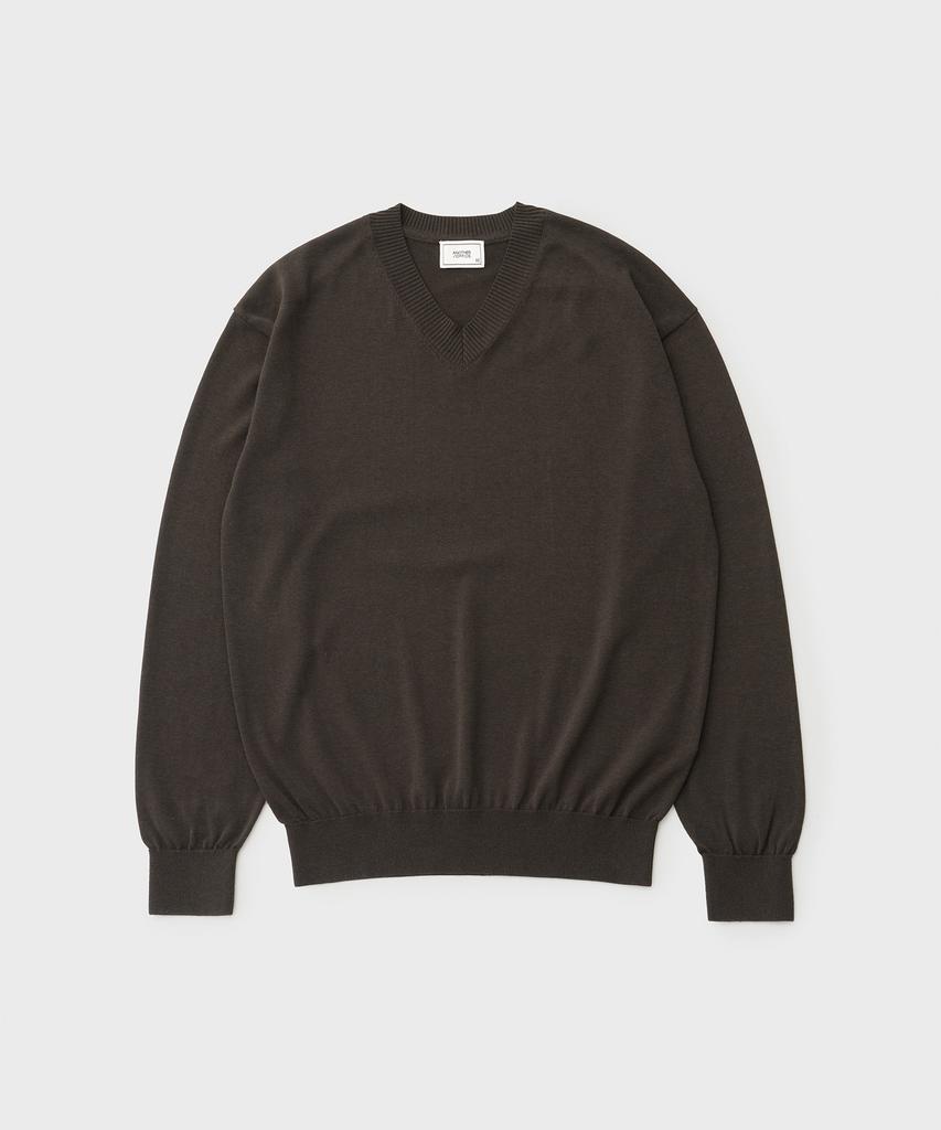 ANOTHER OFFICE Current Silk V-Neck Knit (Pewter)