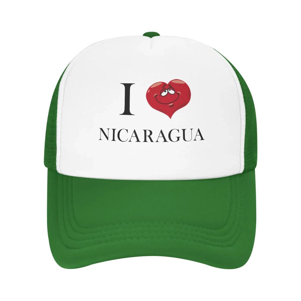 I love Nicaragua Funny Expression Custom Mesh Baseball Caps Women  Adult Female Beach Bucket Hat Trucker Cap