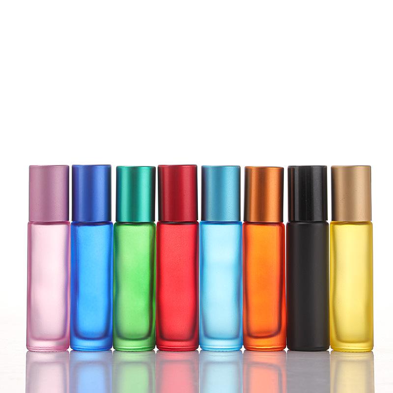 Colored Frosted Glass Roll-On Bottles for Essential Oils (5ml & 10ml)