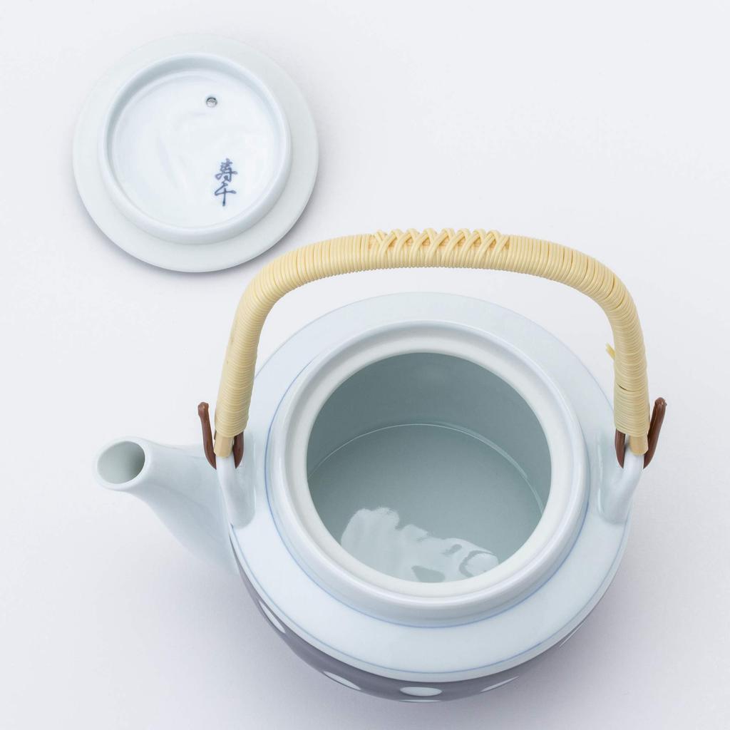 Nishikai Pottery Arita Ware Teapot with Polka Dot Pattern, Size 6, 23186