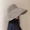Foldable Summer Striped Fisherman Hat Windproof Anti-UV Sun Cap Outing Beach Hat Breathable Hat