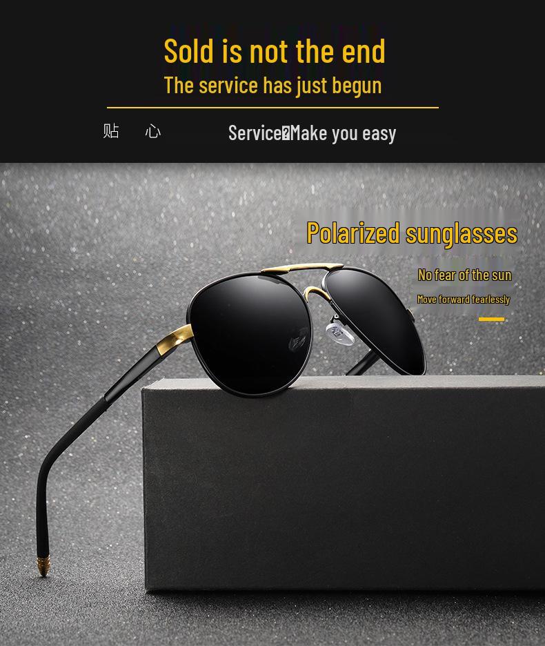 Men's Vintage Large Frame Polarized Driving Sunglasses - Spring Leg Frog Mirror HD 8503