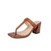 2025 Summer New Women's Square Toe Thong Sandals Chunky Heels Buckle Plus Size for Outdoor Dresses & Slippers Zapatos
