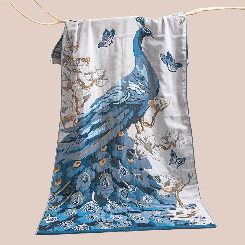 Cartoon Strawberry Cotton Big Towel for Bath for Kids Men Women Bathroom Luxury Five-layer Gauze Super Absorbent Towel 80×160CM
