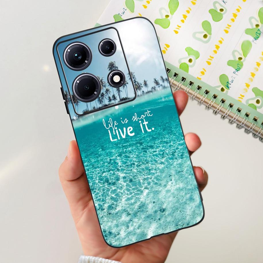 For Infinix Note 30i Case Stylish Flower Black TPU Shockproof Bumper For Infinix Note 30 Pro X678B Phone Cover Note 30 5G Fundas