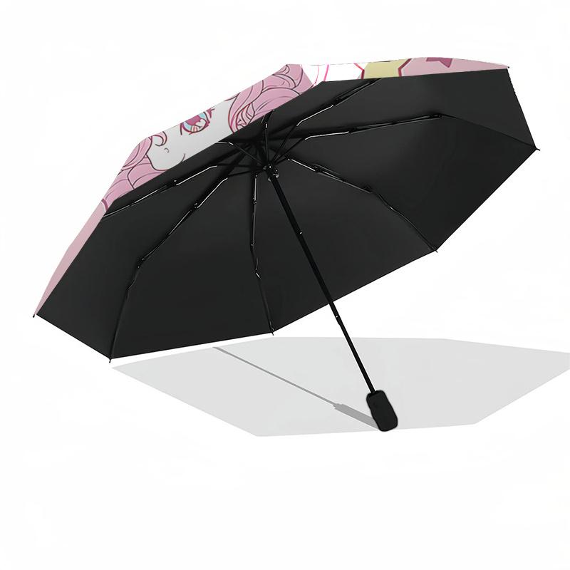 Unicorn Fantasy Automatic Folding Umbrella:Portable 3 Fold Design with 8 Bone Frame,Perfect for Fans and Outdoor Adventures!0104070a